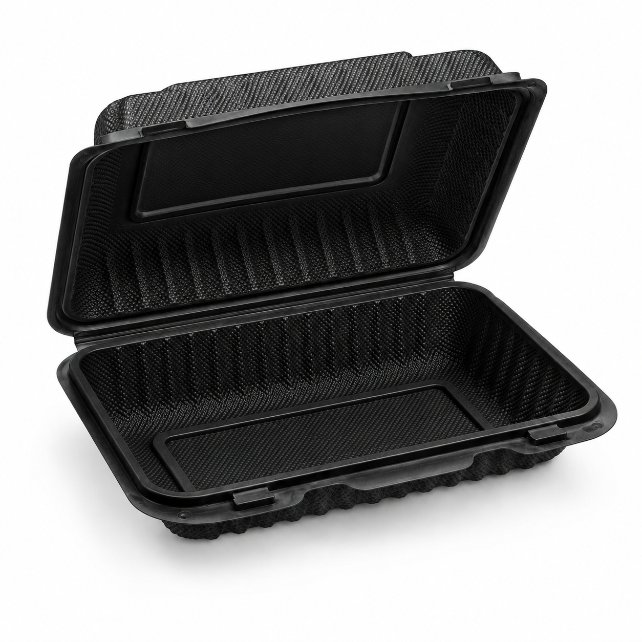 PP Hinged Clamshell 6-Compartment Black