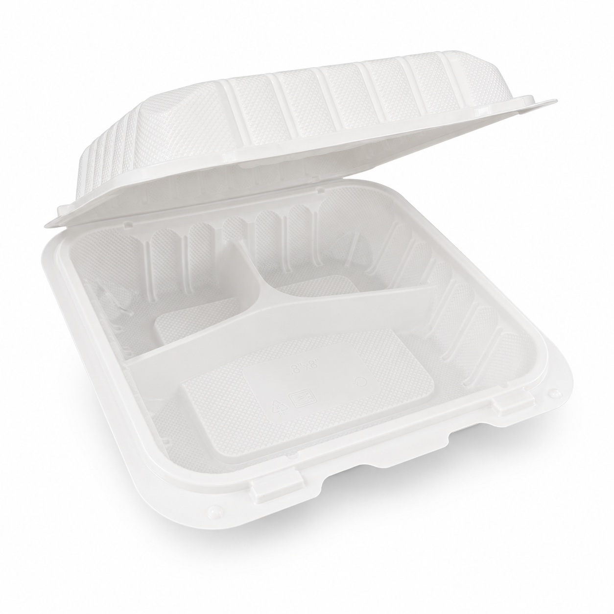 PP Hinged Clamshell 9" 3-Compartment