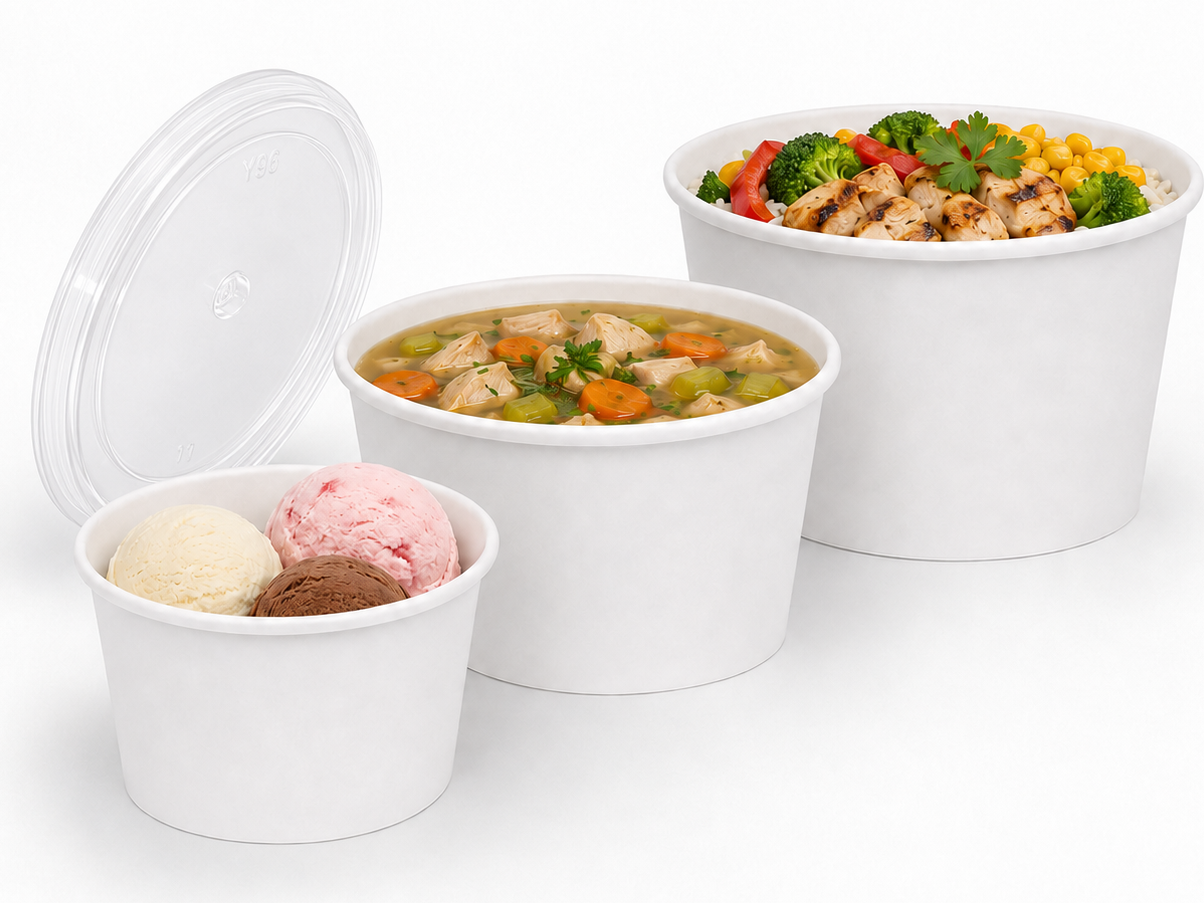 White Paper Food Container 12 oz