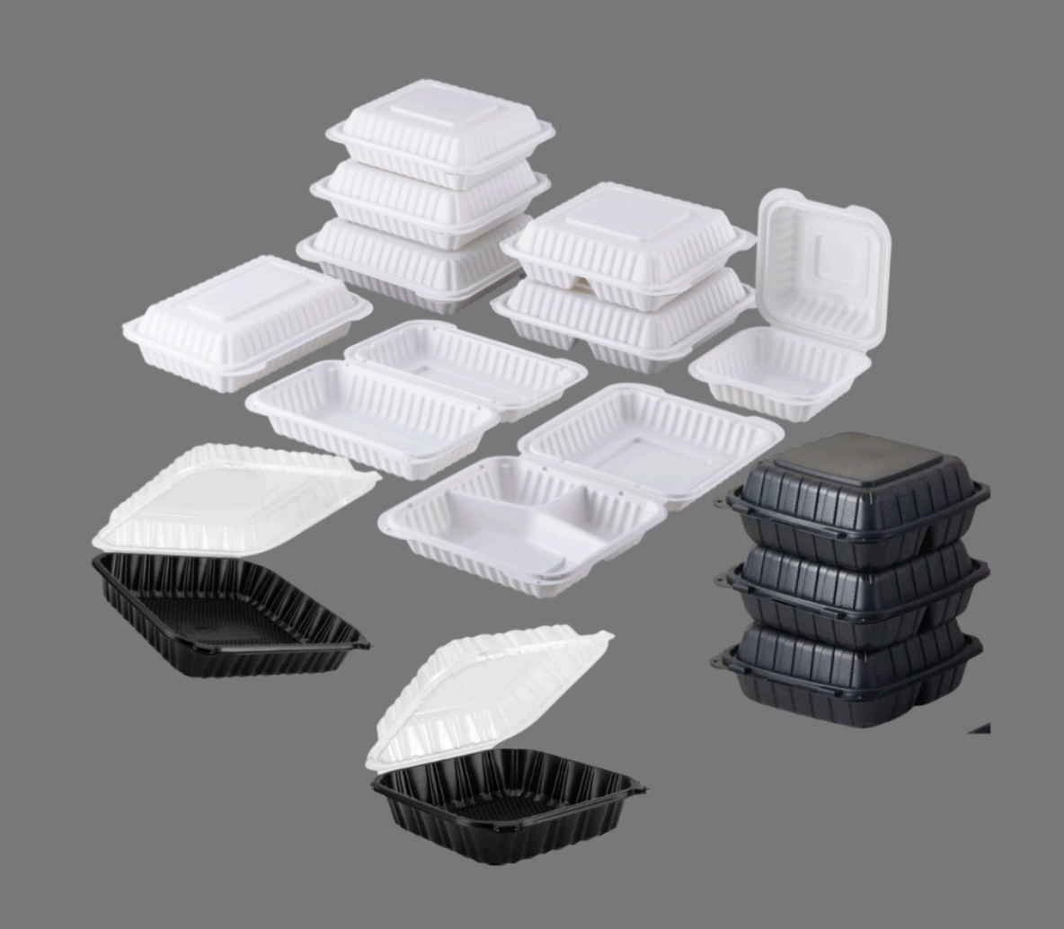 PP Hinged Clamshell 9" 3-Compartment