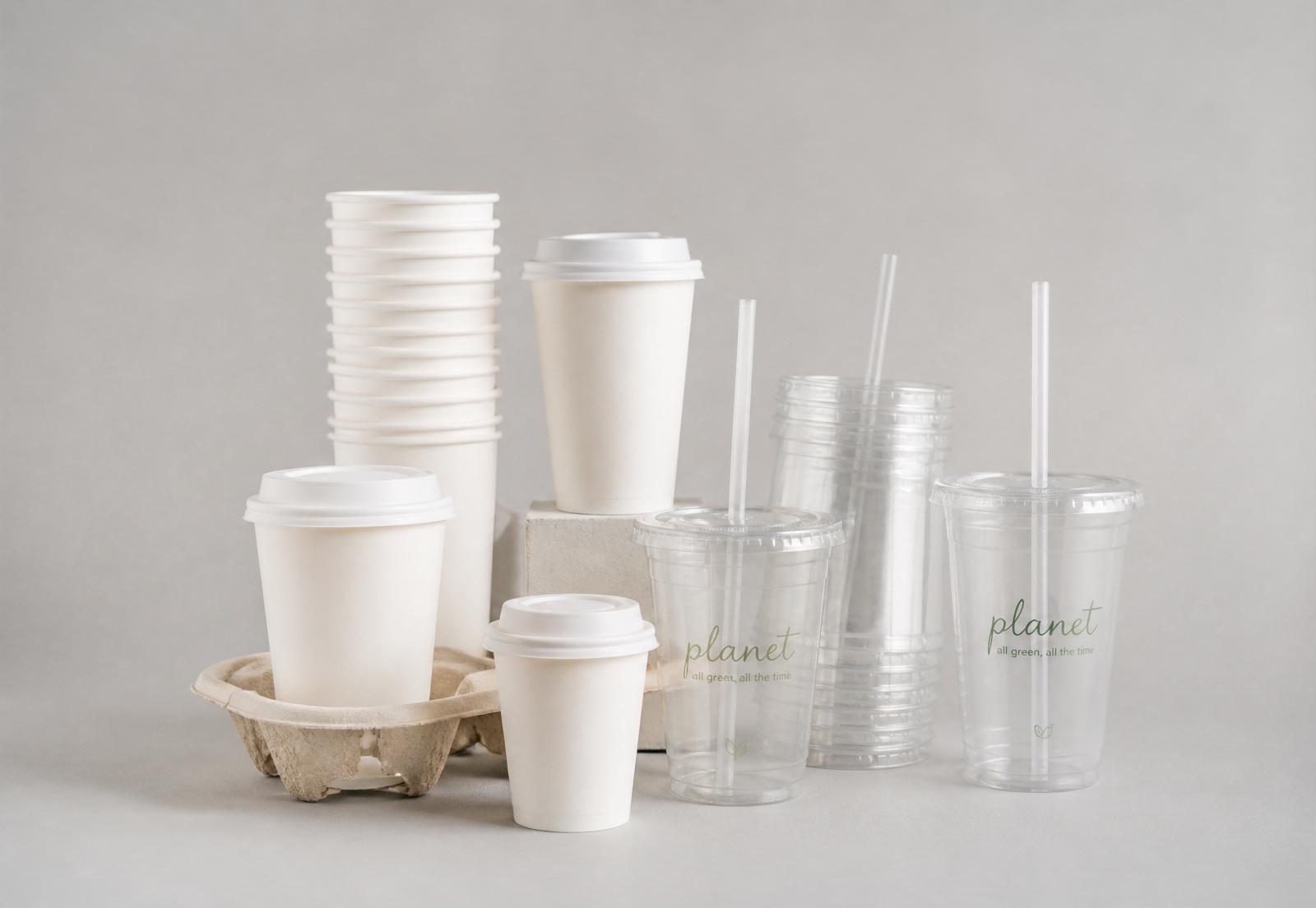 Paper hot cups and clear cold cups